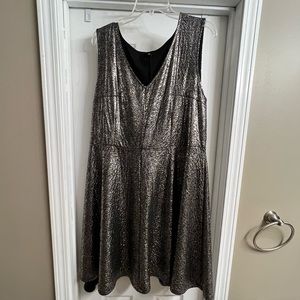 Plus sized gold spotted shimmery midi dress